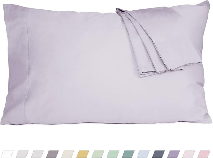 Pillow Cases, Standard Queen Size Cotton Percale Weave Pillowcases, Pre-Shrunk by HOMTEC
