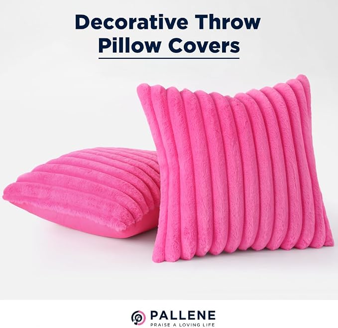 Pallene Faux Fur Plush Throw Pillow Covers 18x18 Set of 2, Luxury Soft Fluffy - Image 7