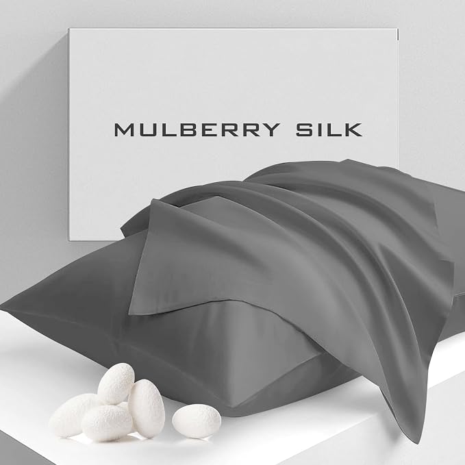 Cobnom Pure Mulberry Silk Pillowcases Set of 2, Standard Size by ComfortBeyondNormalRedefineYourComfortZone