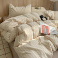 Nayoroom Striped Duvet Cover Queen Size 100% Washed Cotton Beige Duvet Cover by Nayoroom