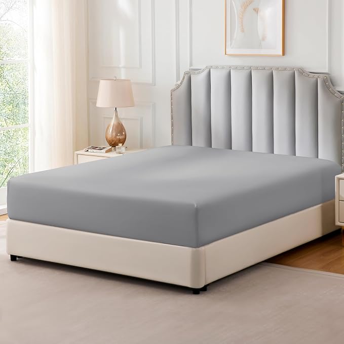 FreshCulture Pure Cotton Fitted Sheets California King Size, 300 Thread Count - Image 8