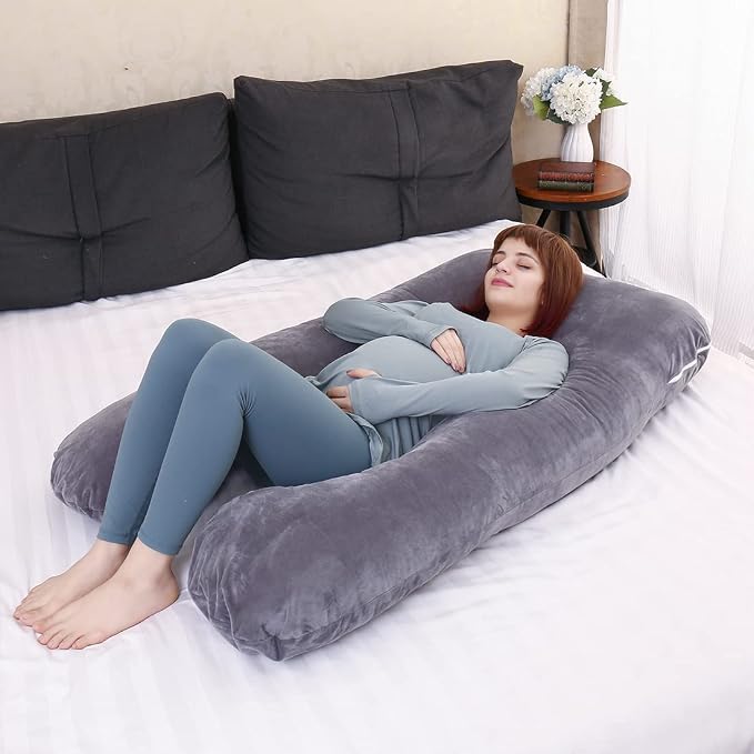 MOON PINE Pregnancy Pillow Cover, U Shaped Body Pillow Cover Only, Velvet - Image 5