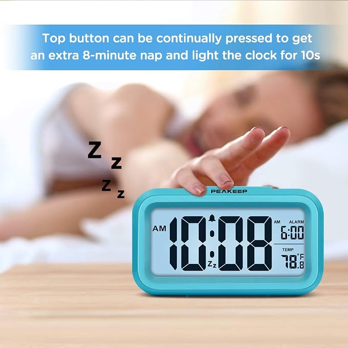 Peakeep Night Light Digital Alarm Clock Battery Operated - Image 3