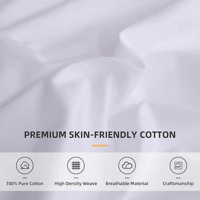 QSH Ruffle White Duvet Cover Queen Size -Washed Cotton Shabby Farmhouse Ruffled - Image 7