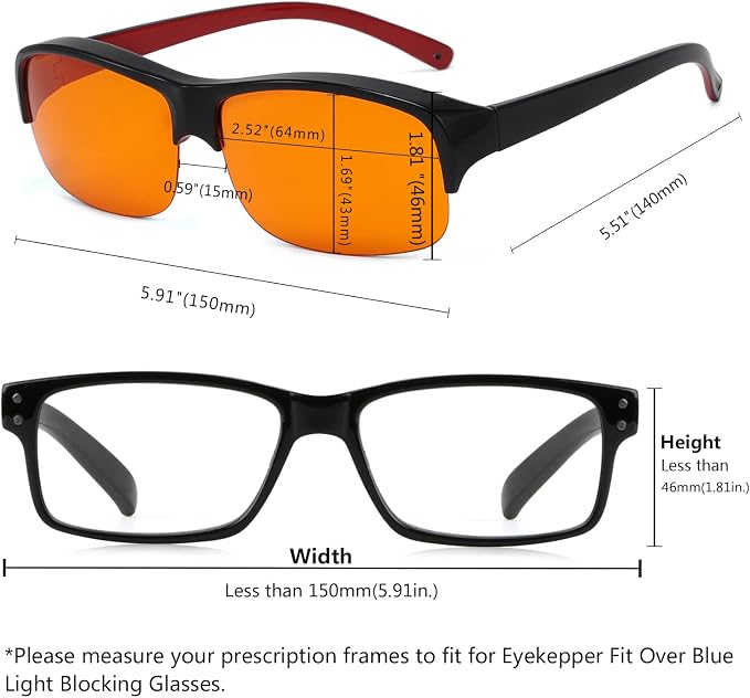 Eyekepper 100% Anti-Blue Light Blocking Fitover Glasses Wear Over Computer - Image 4