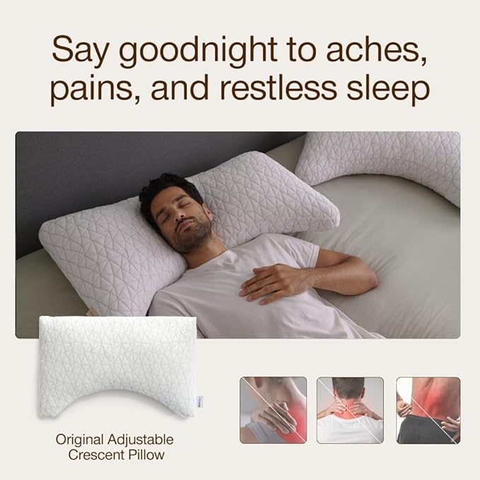 Coop Home Goods Original Crescent Adjustable Pillow, King Bed Pillows - Image 3