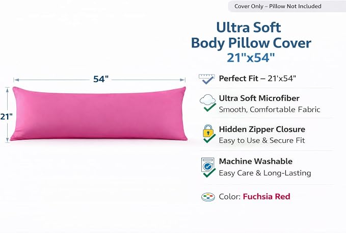Evolive Ultra Soft Microfiber Body Pillow Cover/Pillowcases 21"x54" - Image 3