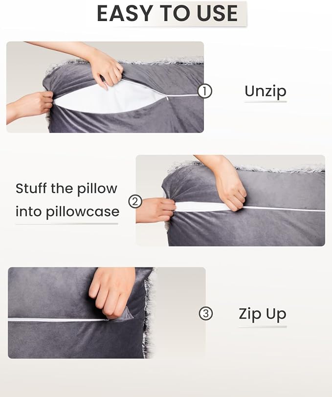 ZonLi Fuzzy Body Pillow Cover, Faux Fur Long Pillow Cover - Image 5