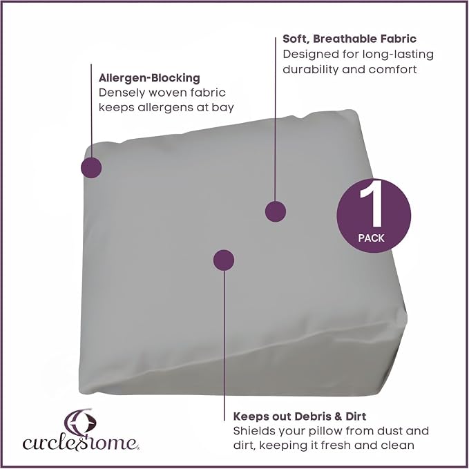 CirclesHome Wedge Pillow Cover 100% Cotton, Zippered Wedge Pillow Case Protector - Image 3