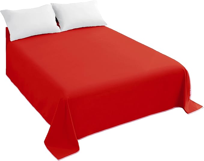 Sfoothome Full Flat Sheet Red Top Sheet, Premium Hotel 1-Piece, Luxury and Soft by Sfoothome
