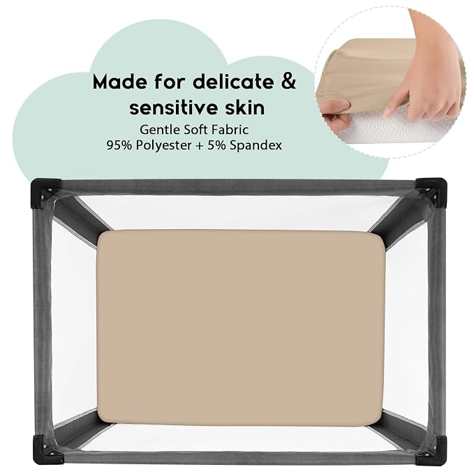 Yoofoss Pack and Play Sheets Fitted, Mini Crib Sheets 2-Pack - Image 2