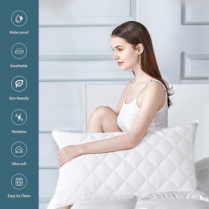 UNILIBRA 2 Pack Waterproof Pillow Protector Quilted King Size - Image 4