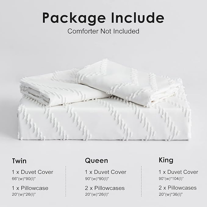 WARMDERN Boho Duvet Cover Set, Tufted Bedding Duvet Covers Soft Washed - Image 8