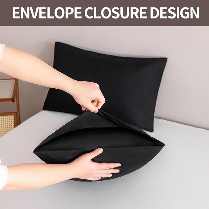 MINIPANDA Black Pillow Cases Standard Size Set of 4 - Image 4