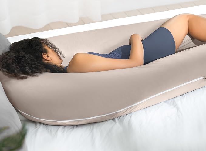 QUEEN ROSE Extra Long U Shaped Body Pillow, Cooling Pregnancy Pillows - Image 6