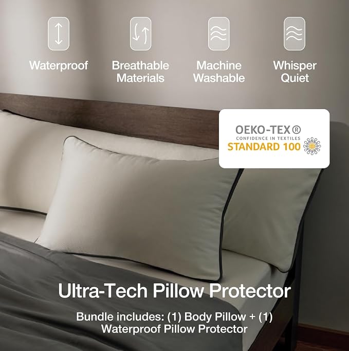 Coop Home Goods Original Adjustable Body Pillow and Ultra-Tech Waterproof - Image 4