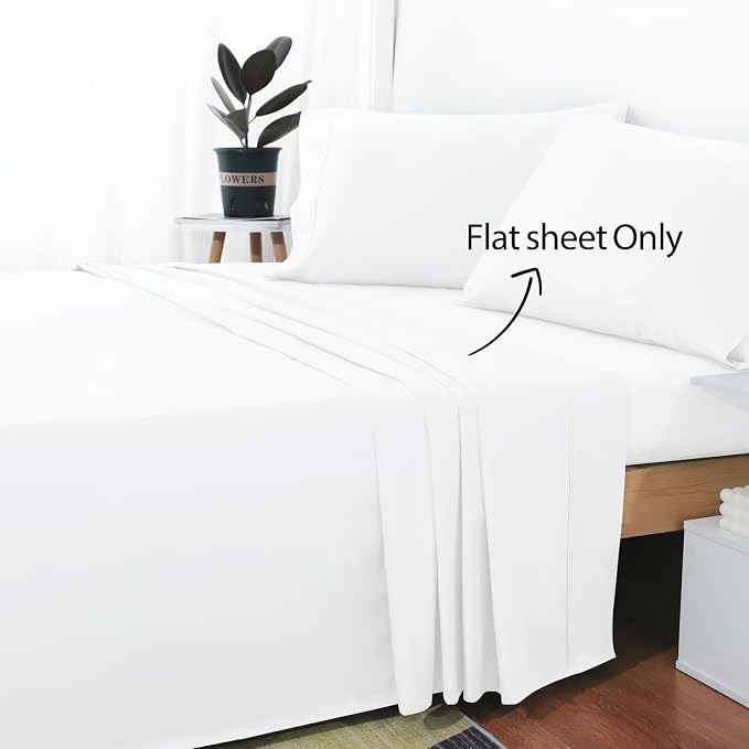 2-Pack Cotton TwinXL Flat Sheet Only, 600 Thread Count 100% Egyptian Cotton Top - Image 2