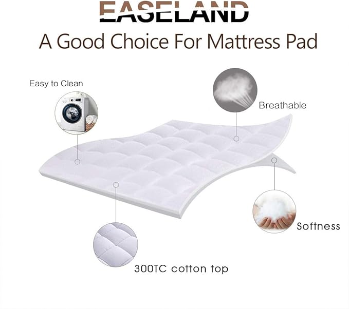 EASELAND RV King Mattress Pad Pillow Top Mattress Cover Quilted Fitted Mattress - Image 2