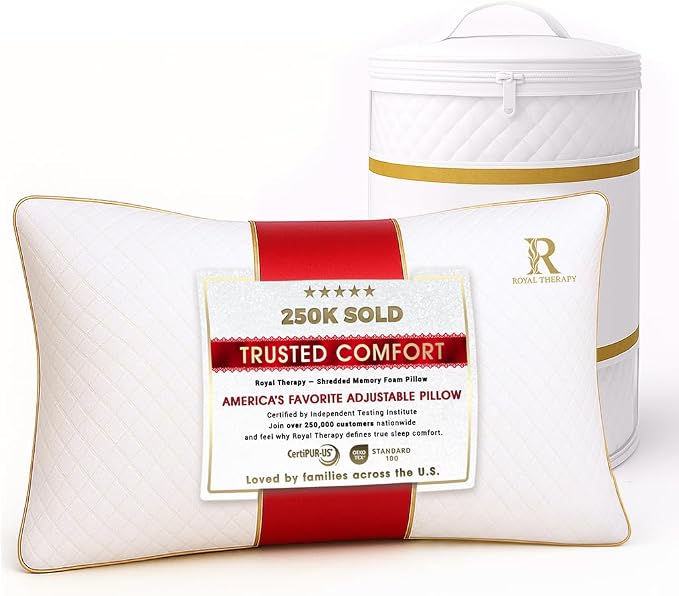 Royal Therapy King Shredded Memory Foam Bed Pillow – Adjustable Memory Foam by ROYALTHERAPY