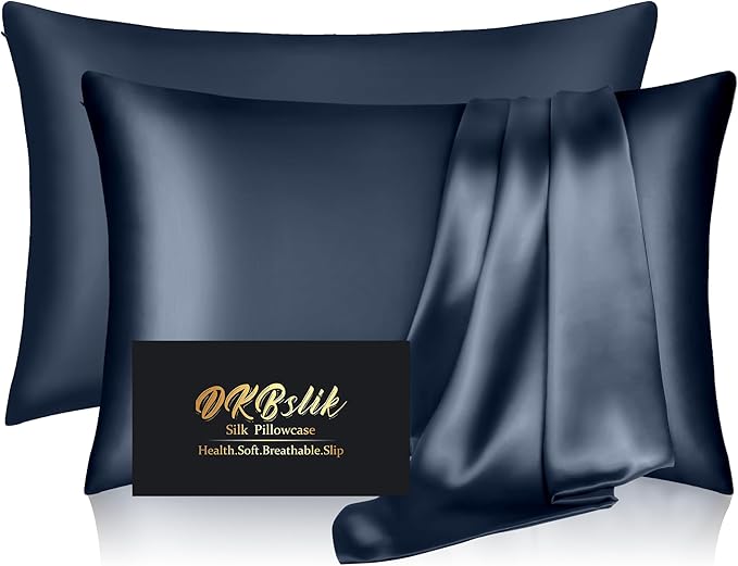 Silk Pillowcase 2 Pack, Mulberry Silk Pillow Cases Queen Size Set of 2 by HOME