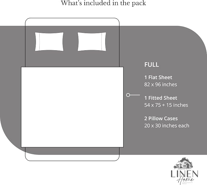 Linen Home 100% Cotton Percale Sheets Full Size, Smoky Charcoal, Deep Pocket - Image 6