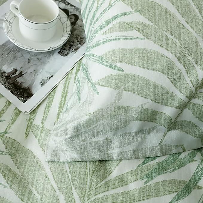 OAITE Duvet Cover Queen Size, Reversible Leaf Green Duvet Cover Set - Image 3