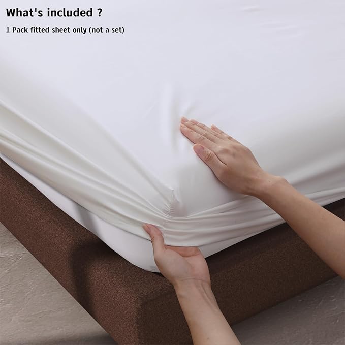 100% Egyptian Cotton Fitted Sheet CK Size White, 600 Thread Count 8-16" Deep - Image 4