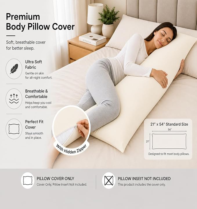 EVOLIVE Ultra Soft Microfiber Body Pillow Cover/Pillowcases 21"x54" - Image 4