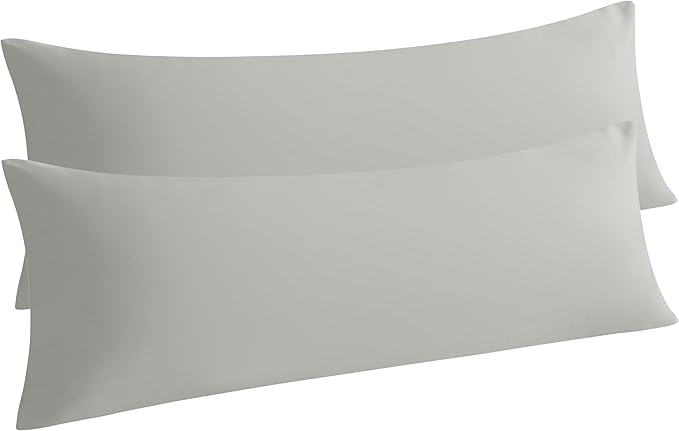 NTBAY Body Pillowcase Set of 2, 20x54 inches, Light Grey, Fade Resistant by NTBAY