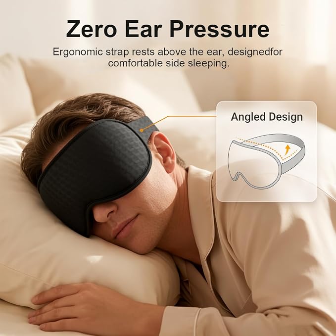 Blackout Weighted Eye Mask for Sleeping: 3D Contoured Gentle-Pressure Sleep - Image 6