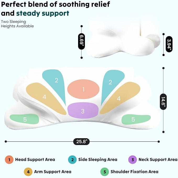 DUMOS Cervical Neck Pillow for Sleeping, Cooling Ergonomic Memory Foam Pillow - Image 8
