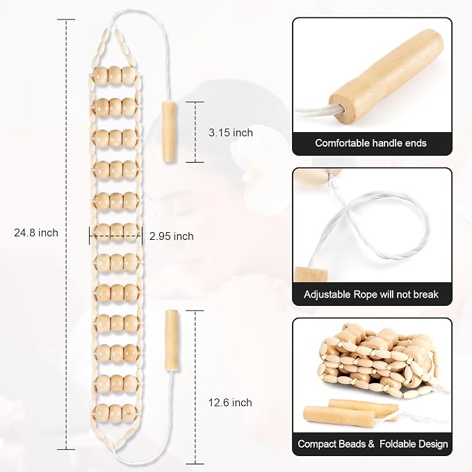 KintKita Wood Therapy Massage Tools, Back Wooden Massage Roller Rope Tool - Image 7