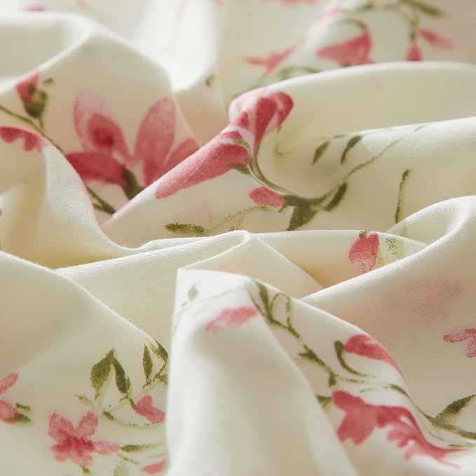 mixinni Boho Red Floral Girl Duvet Cover Set, Soft Cotton King Size 3-Piece - Image 6