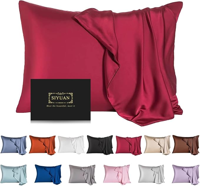 Mulberry Silk Pillowcase for Hair and Skin, Queen Size Cooling Silk Pillow Case by SIYUAN