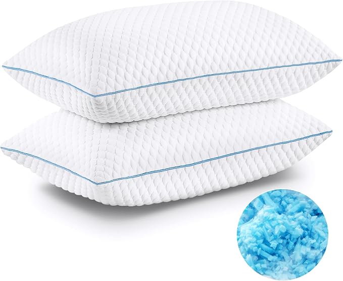 VVZ Cooling Bed Pillows Queen Size Set of 2, Shredded Memory Foam Pillows - Image 9