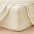 MooMee Fitted Bottom Sheet Only 100% Washed Cotton Linen Like Textured by MOOMEE