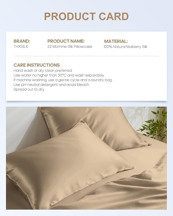 THXSILK Set of 2 100% Mulberry Silk Pillowcase - Image 8