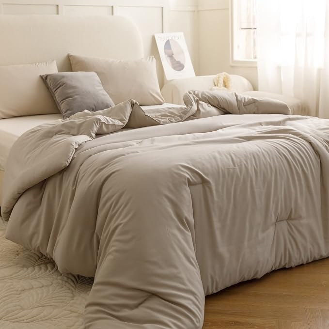 ROSGONIA Oversized Queen Comforter Oatmeal - Image 5