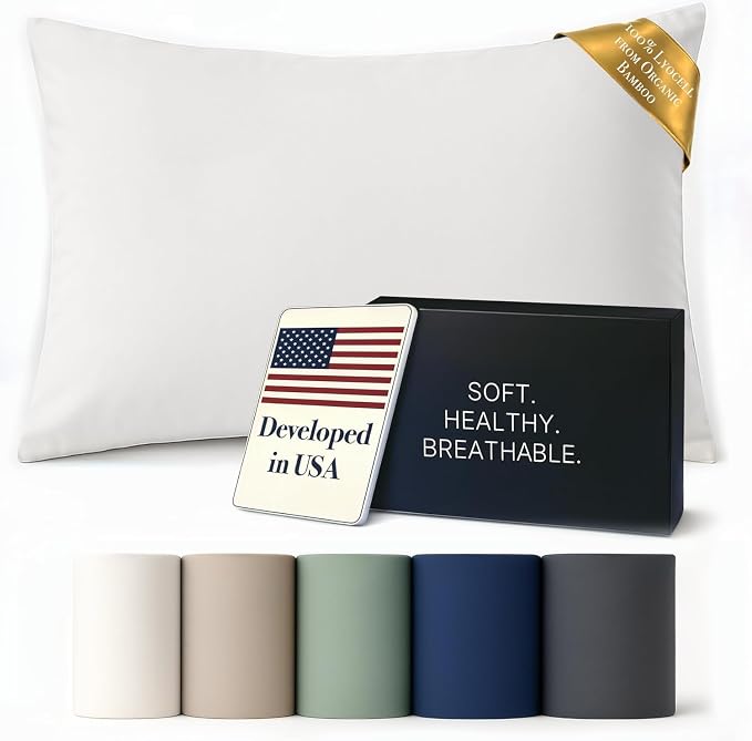 ettitude 100% Lyocell Organic King Pillowcase Set – Silky, Breathable, by ettitude