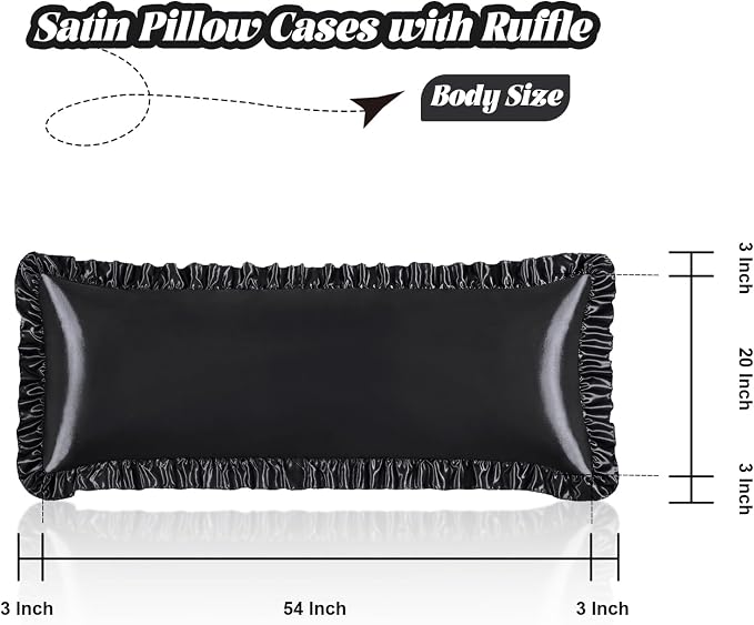 Homiest Ruffle Satin Body Pillow Cover, Silky Satin Body Pillowcase - Image 3