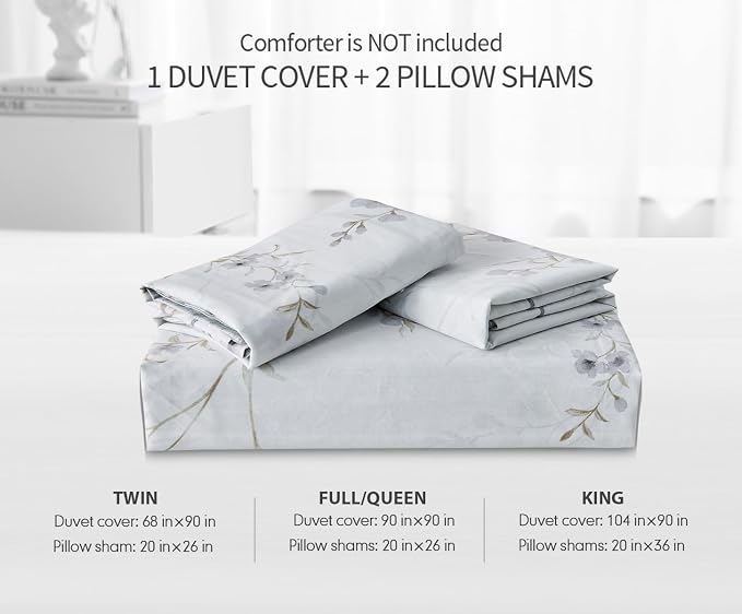 SLEEPBELLA Reversible Duvet Cover King, Elegant Purple Blossom on White - Image 8