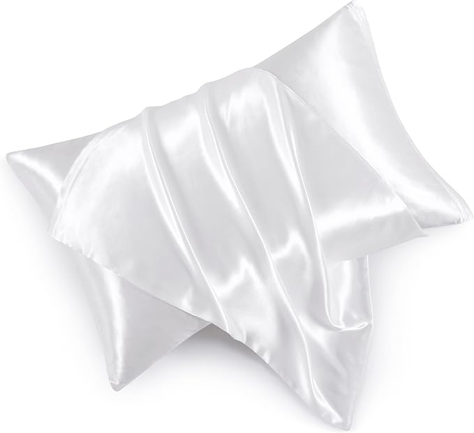 Satin Pillowcases with Zipper （20x30）, Queen Size Pillowcases Set of 2 by HommxJF
