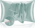 BEDELITE Satin Pillowcase with Zipper 2 Pack, Haze Blue Pillow Cases Standard by BEDELITE