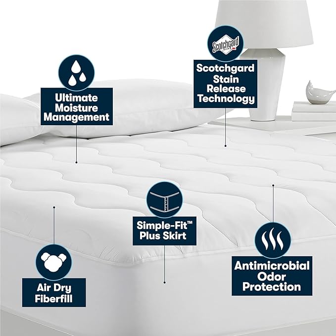 Serta Air Dry Extra Comfort Performance Fabric Quilted Mattress Pad, Cooling - Image 4