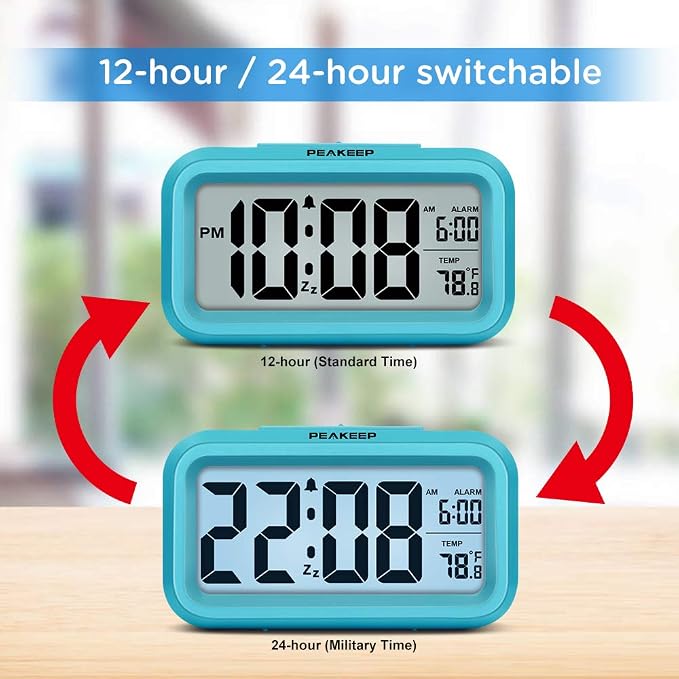 Peakeep Night Light Digital Alarm Clock Battery Operated - Image 5