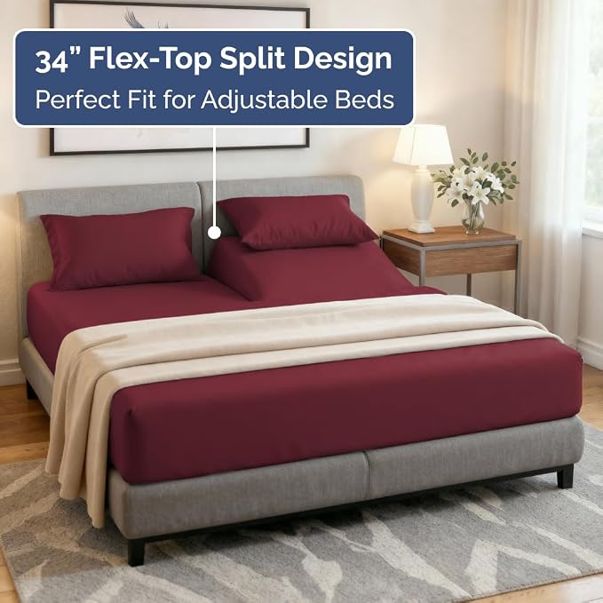 Flex Top Split Head King 4 Piece Sheet Set - Image 3