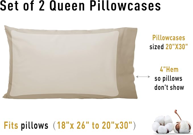 Sunflower Queen Pillowcases Set of 2, 100% Cotton Queen Size Pillow Cases 2 - Image 8