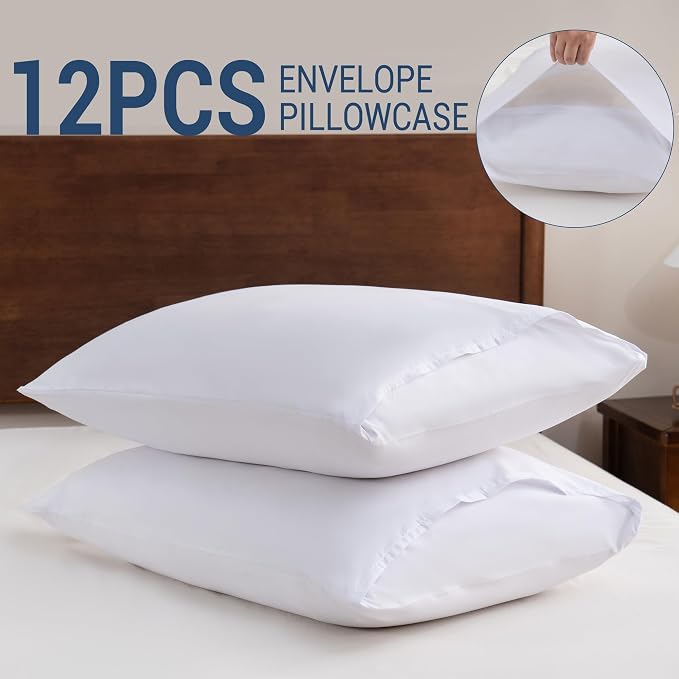 White Pillowcases King 12 Pack, 20x36 Pillow Cases - Image 5