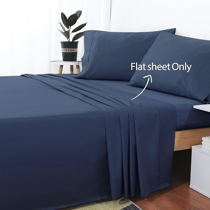 2-Pack Cotton Full Flat Sheet Only, 600 Thread Count 100% Egyptian Cotton Top - Image 2