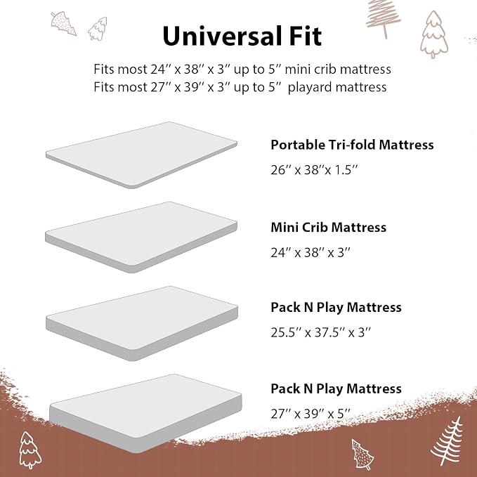 Baby Mini Crib Sheets Boy, Portable 38”x26” Pack and Play Sheets Fitted - Image 8